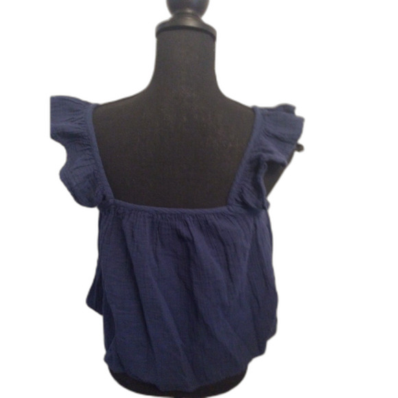 Vineyard Vines Size Medium M Cotton Top Navy Blue Flutter Sleeve - Picture 1 of 4